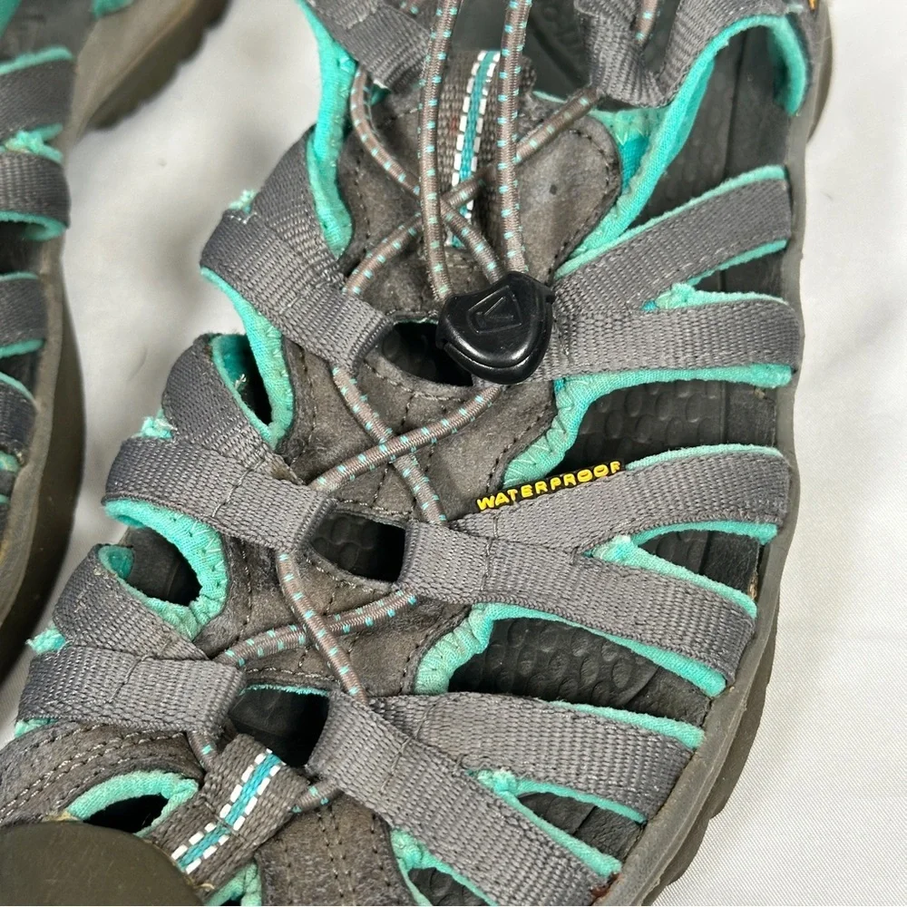 KEEN Whisper Women’s 8.5 Gray Teal Waterproof Hiking Sandals Closed Toe Gorpcore - Picture 2 of 12